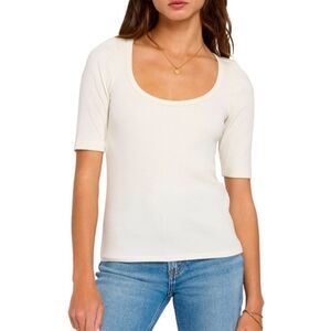 Faherty Soft Cotton Ribbed Cream Top S